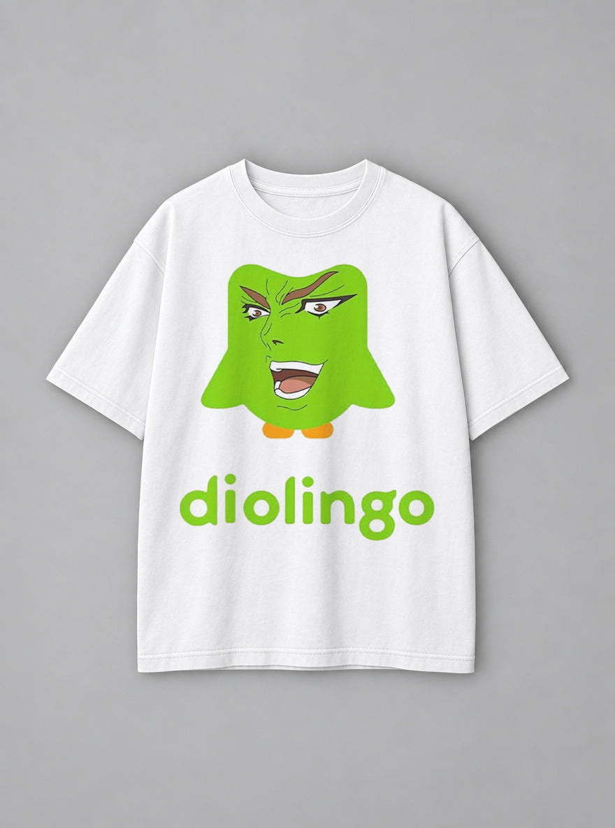 Dio Lingo – White Tee – mockup | Meme Tees