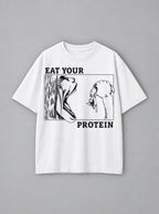 Eat Your Protein AOT – White Tee – mockup | Meme Tees
