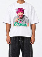 Ed Saiki – White Tee – model shot | Meme Tees