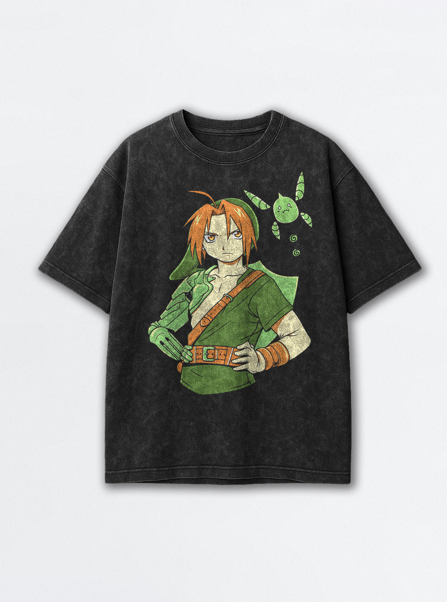 Edward Link – Black Acid Wash Tee – mockup | Meme Tees