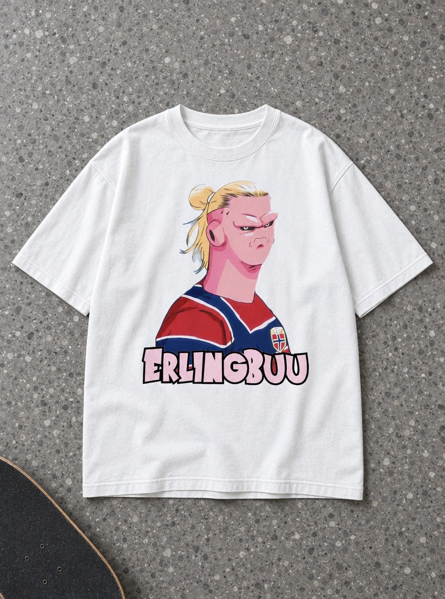 Erling Buu – White Tee – flat-lay | Meme Tees