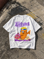 Finding Sasuke – White Tee – flat-lay | Meme Tees
