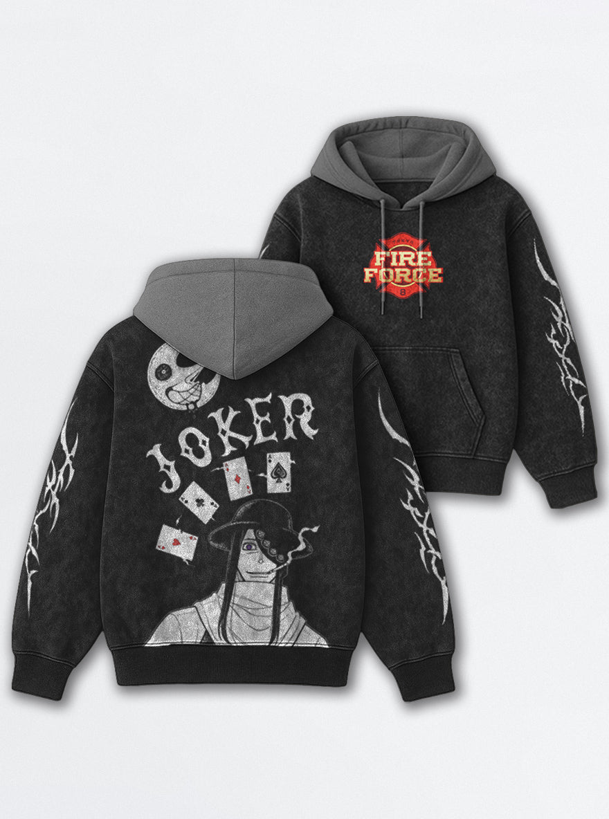 Crescent Cards – Black & Grey Hoodie – mockup | Fire Force