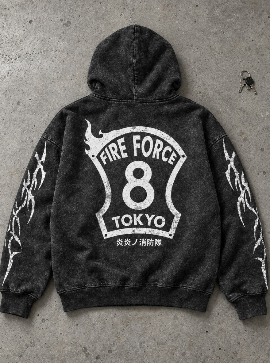 Eight Shield – Hoodie – flat-lay | Fire Force