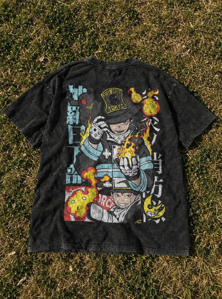 Flame Faces – T-Shirt – flat-lay | Fire Force