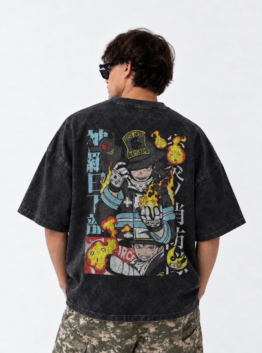 Flame Faces – T-Shirt – model shot | Fire Force