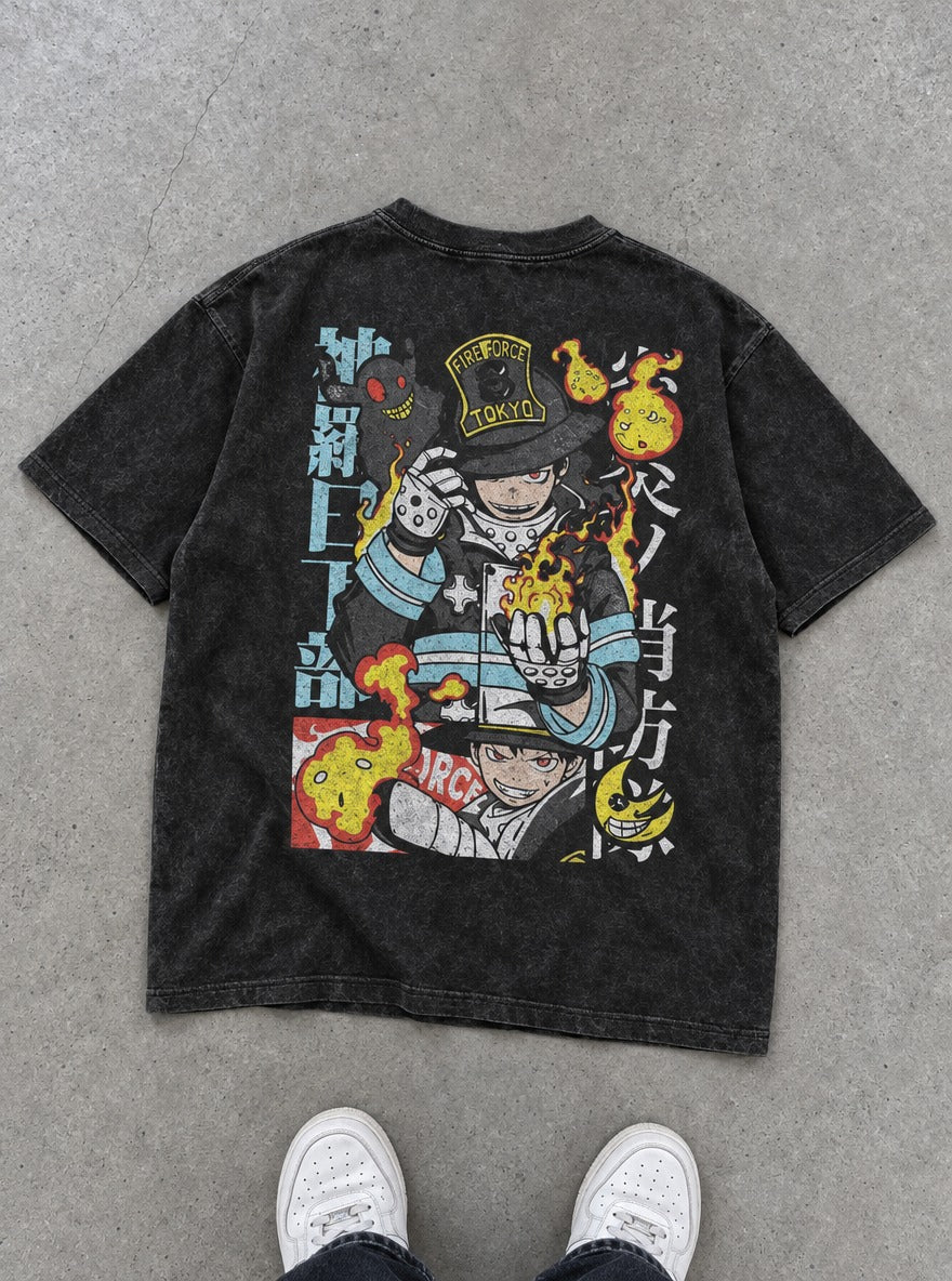 Flame Faces – T-Shirt – flat-lay | Fire Force