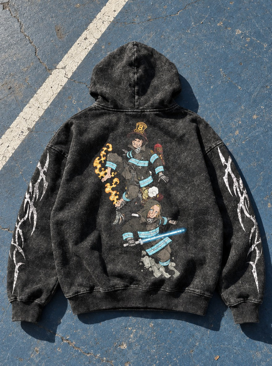Flame Runner – Hoodie – flat-lay | Fire Force