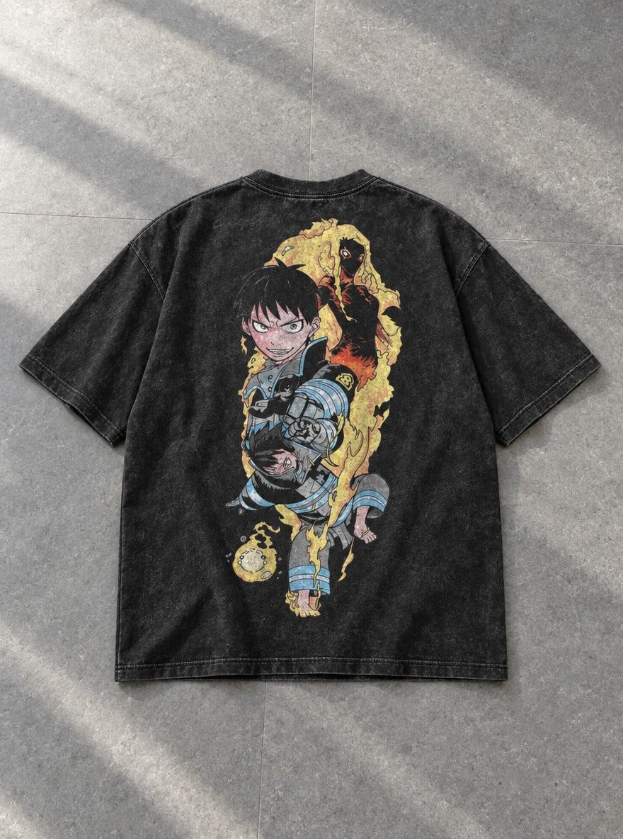 Grinning Flame – T-Shirt – flat-lay | Fire Force