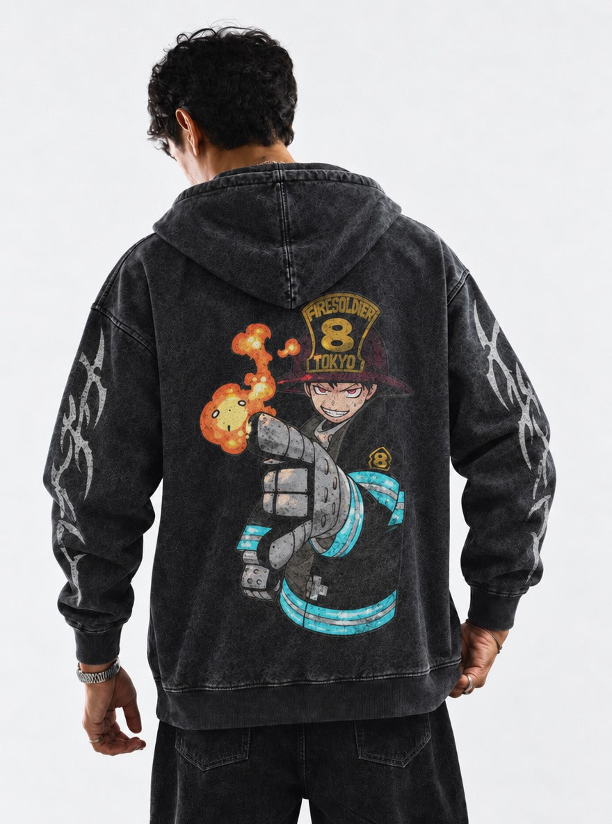 Ignition Gauntlet – Hoodie – model shot | Fire Force