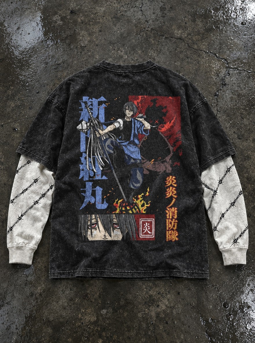 Spear Ember – Double Sleeves – flat-lay | Fire Force