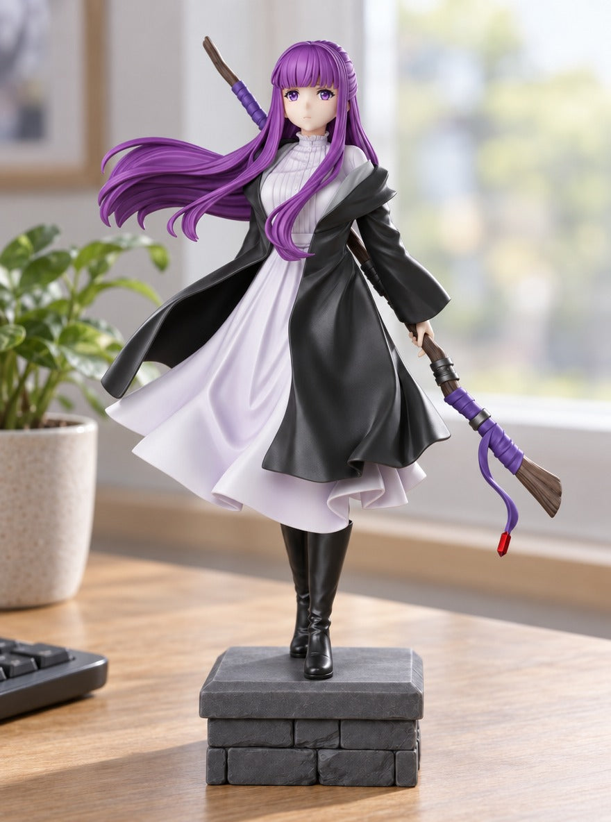 Fern Black Coat Figure – on a desk | Frieren
