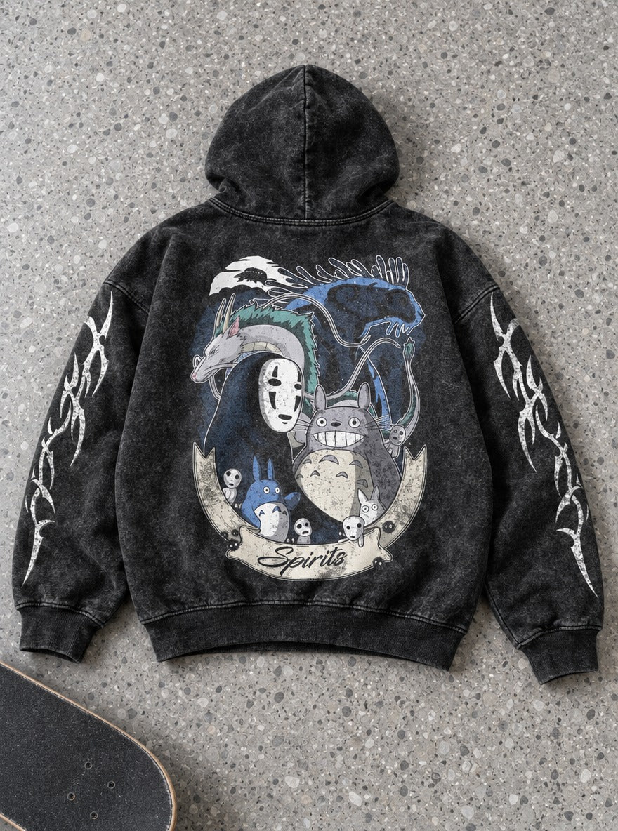 Forest Spirits – Hoodie – flat-lay | Ghibli