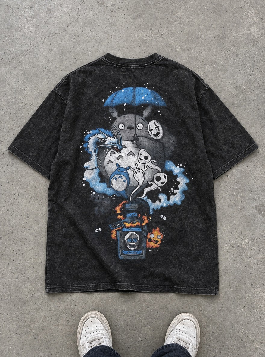 Totoro Umbrella – T-Shirt – flat-lay | Ghibli