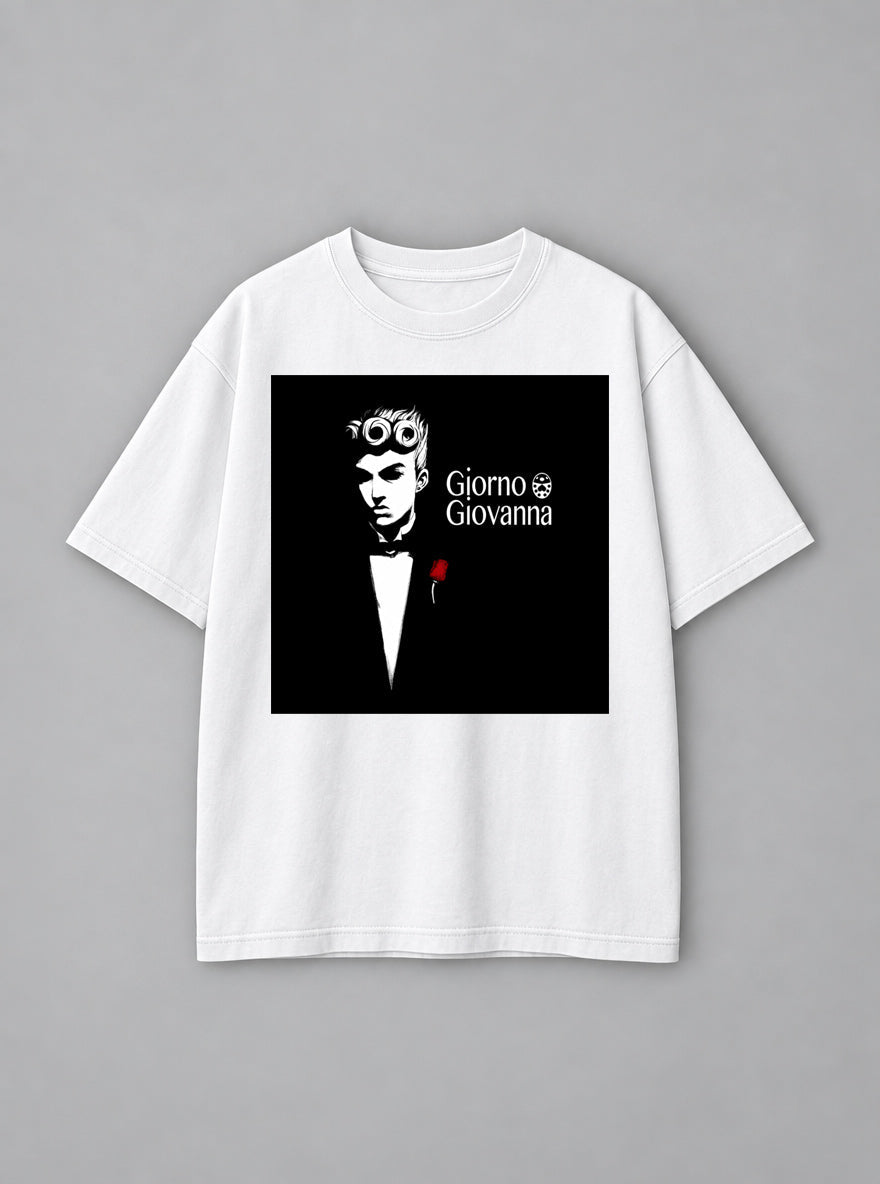 Giorno Godfather – White Tee – mockup | Meme Tees