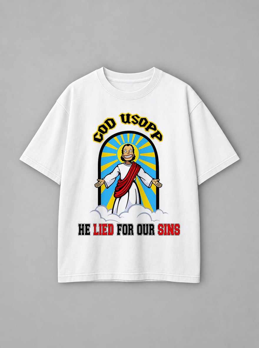 God Usopp – White Tee – mockup | Meme Tees