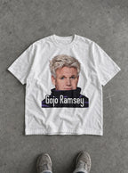 Gojo Ramsey – White Tee – flat-lay | Meme Tees