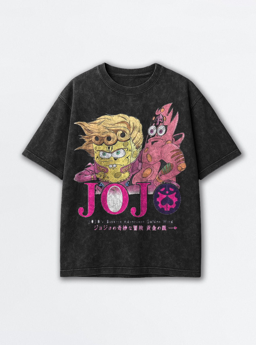 Golden Wind – Black Acid Wash Tee – mockup | Meme Tees