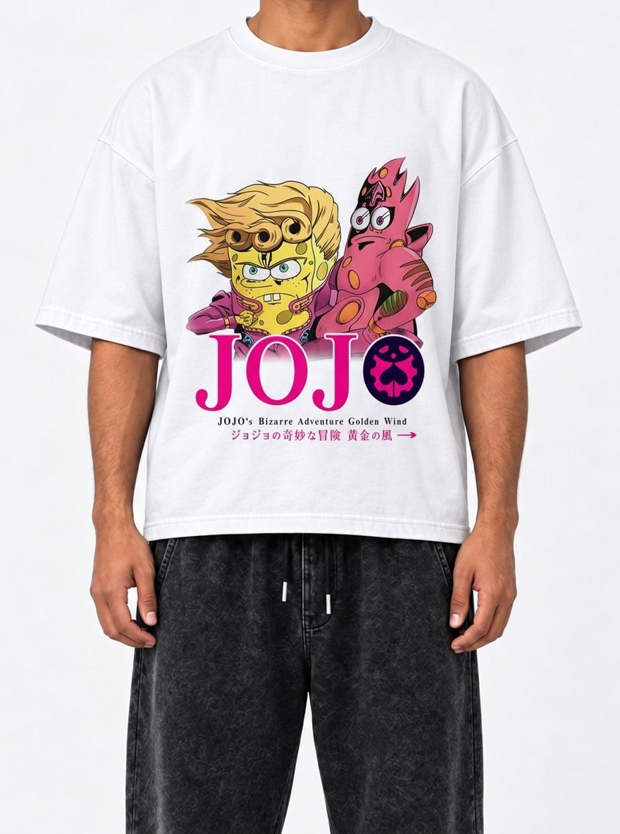 Golden Wind – White Tee – model shot | Meme Tees