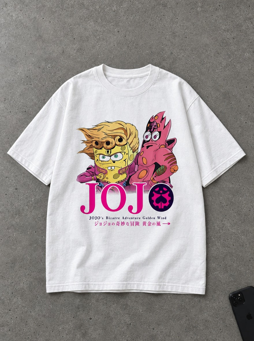 Golden Wind – White Tee – flat-lay | Meme Tees
