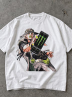 Gyro Zeppeli Monster – White Tee – flat-lay | Meme Tees