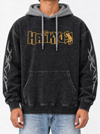 Volleyball Logo – Black & Grey Hoodie – model shot | Haikyuu