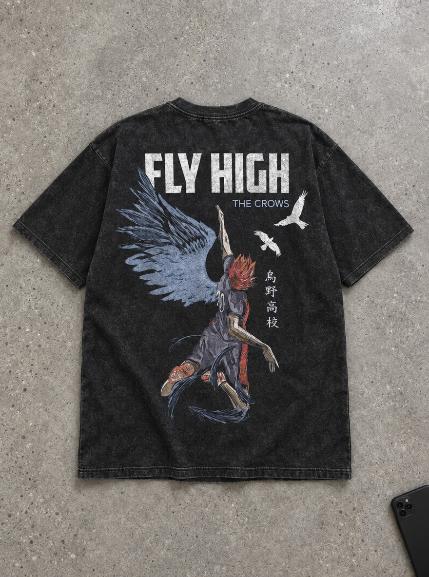Hinata Crow Wings – T-Shirt – flat-lay | Haikyuu