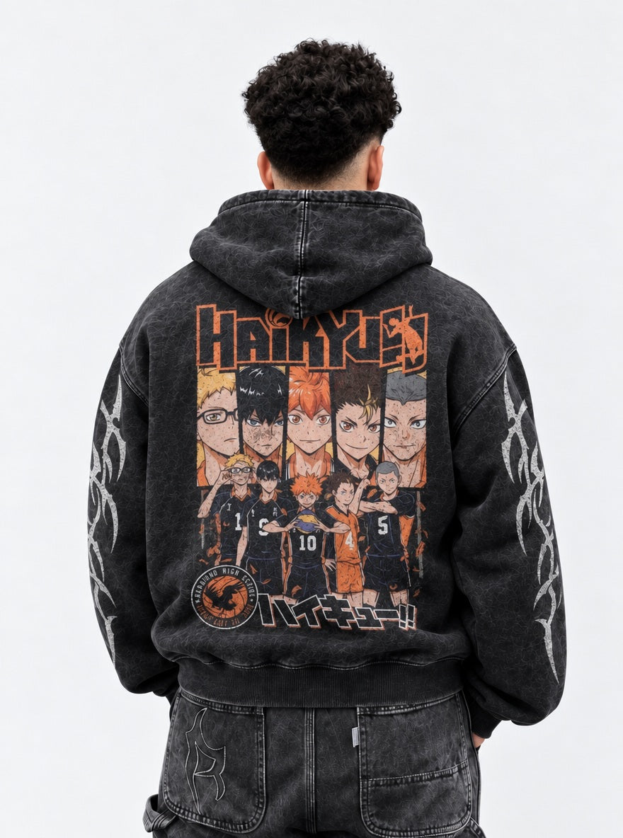 Karasuno Team – Hoodie – model shot | Haikyuu
