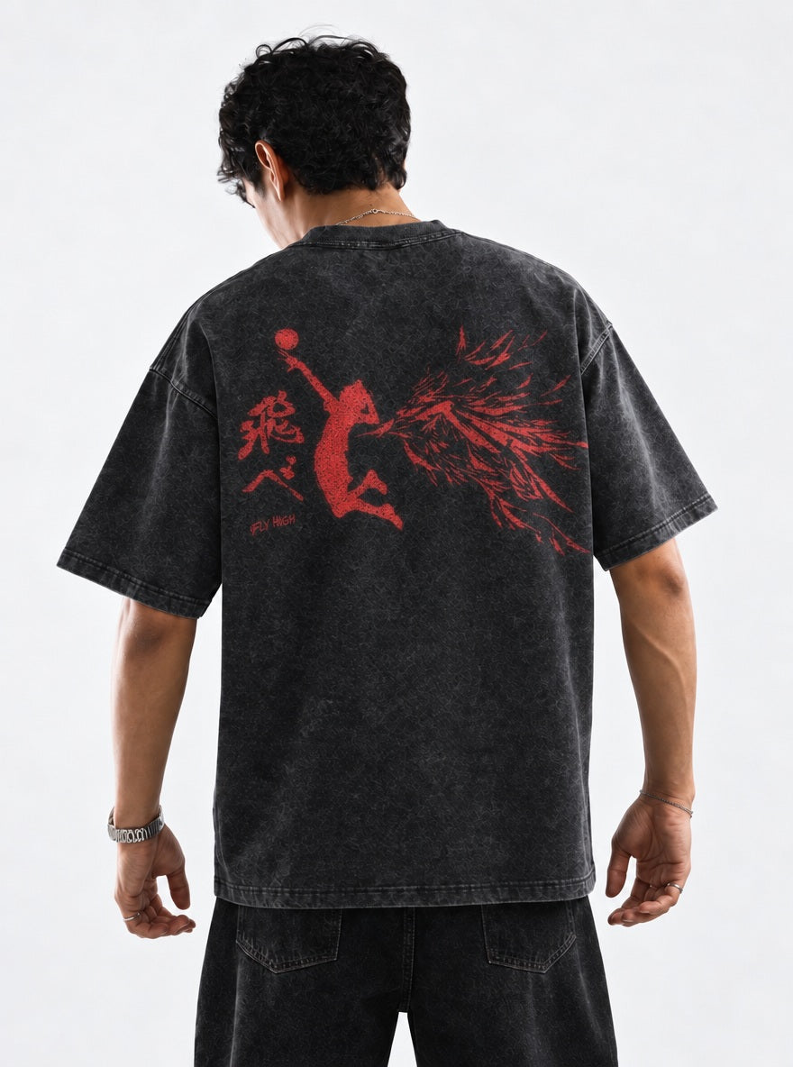 Hinata Crimson Leap – T-Shirt – model shot | Haikyuu
