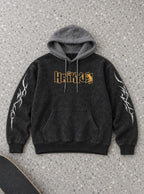 Volleyball Logo – Black & Grey Hoodie – flat-lay | Haikyuu