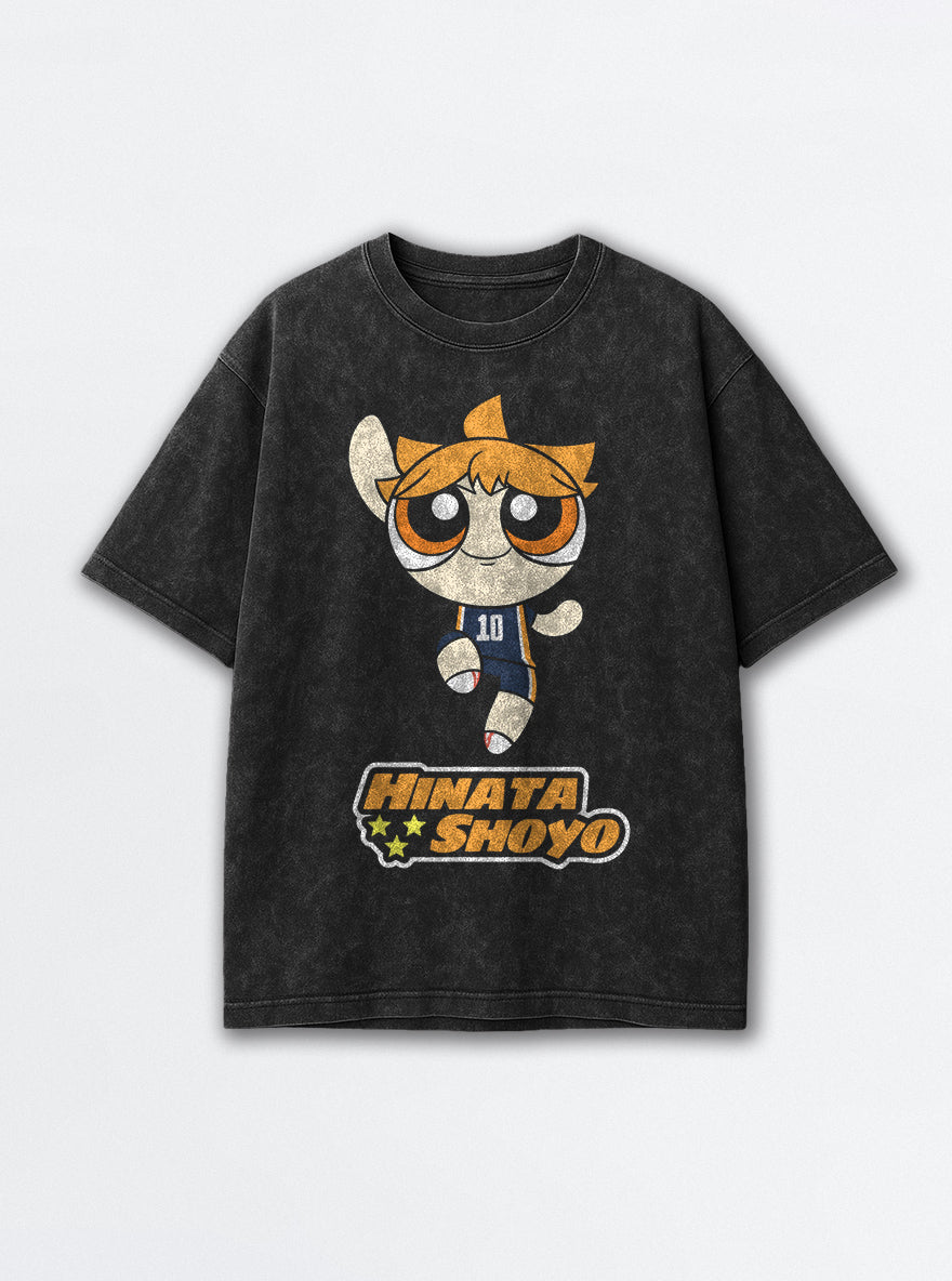 Hinata Shoyo – Black Acid Wash Tee – mockup | Meme Tees