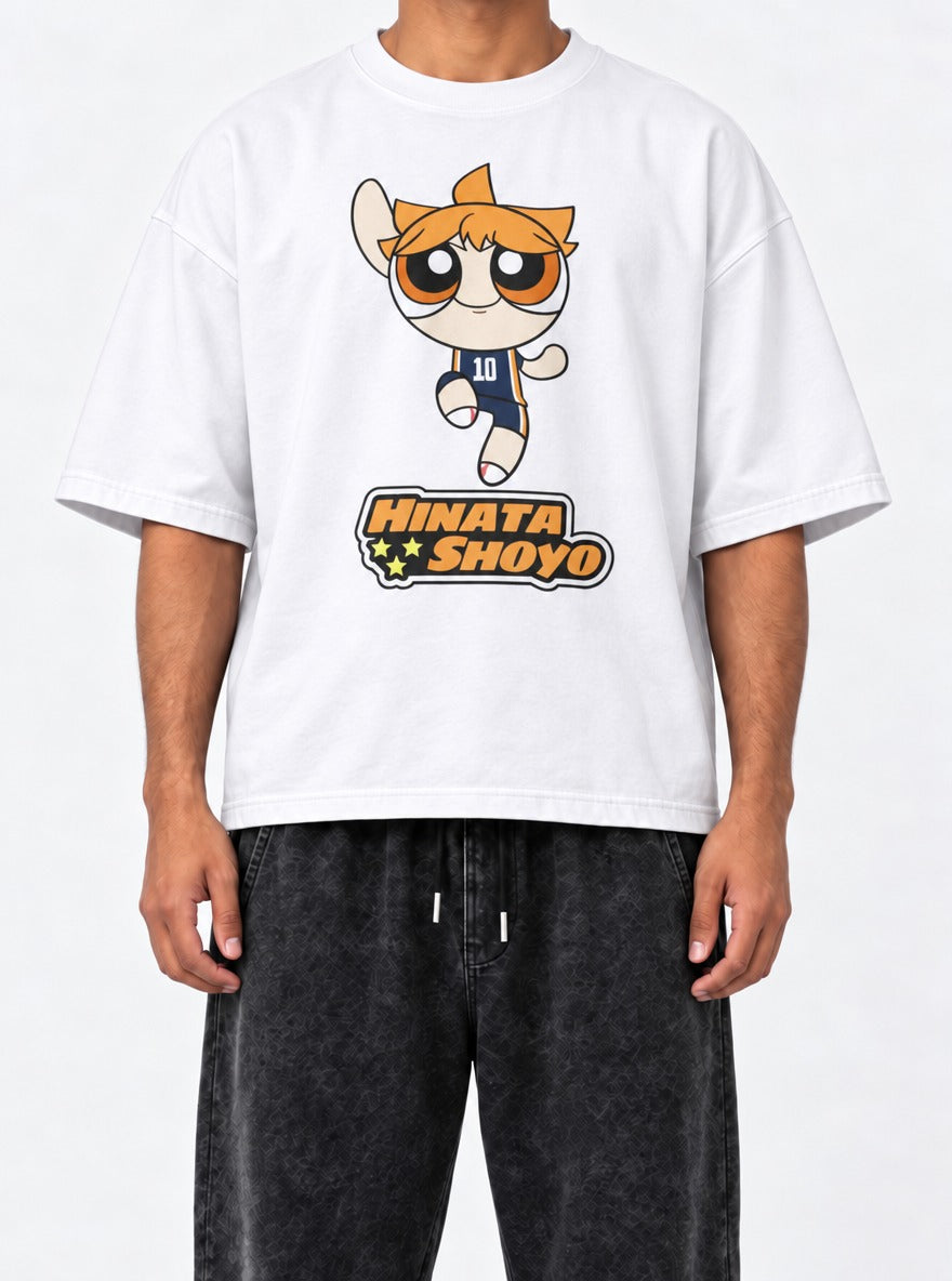 Hinata Shoyo – White Tee – model shot | Meme Tees