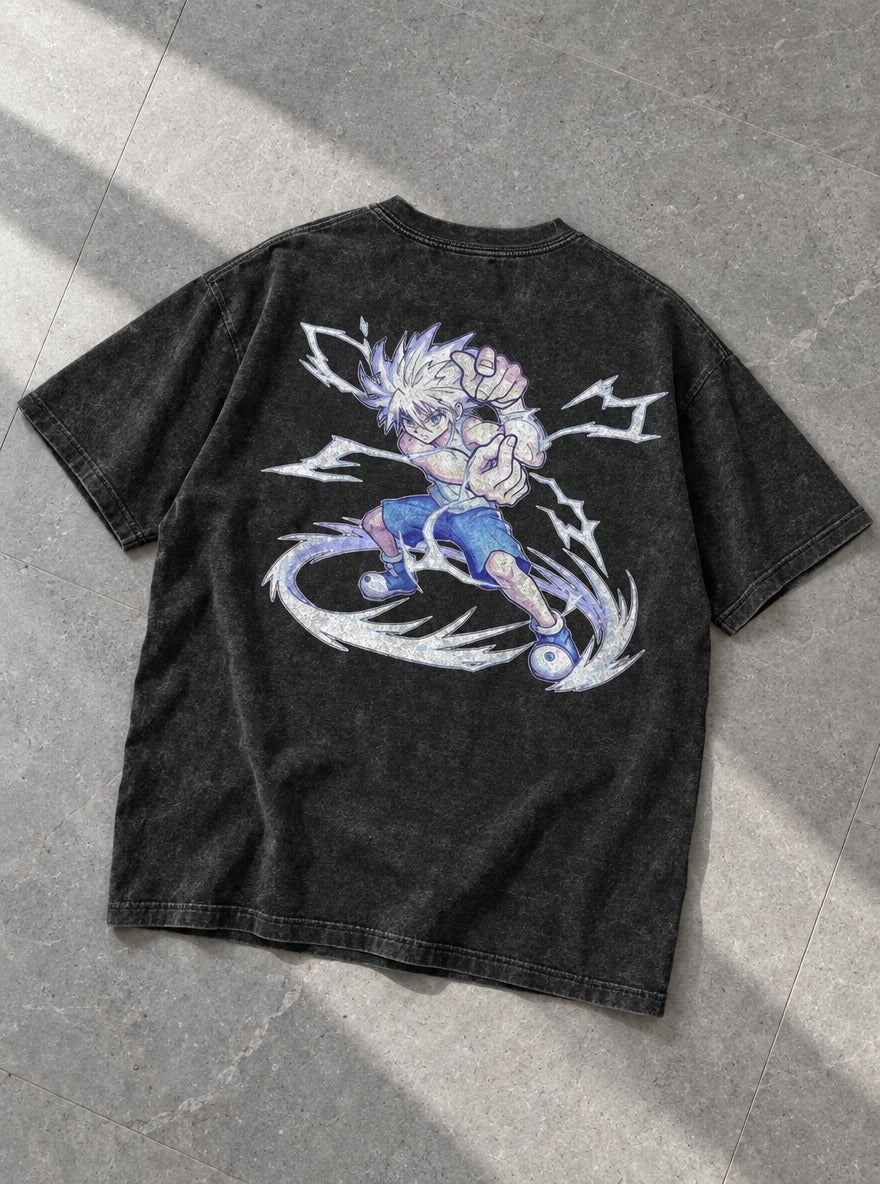 Killua Lightning – T-Shirt – flat-lay | Hunter x Hunter