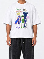 Hunter x Time – White Tee – model shot | Meme Tees