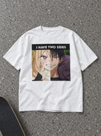 I Have 2 Sides – White Tee – flat-lay | Meme Tees