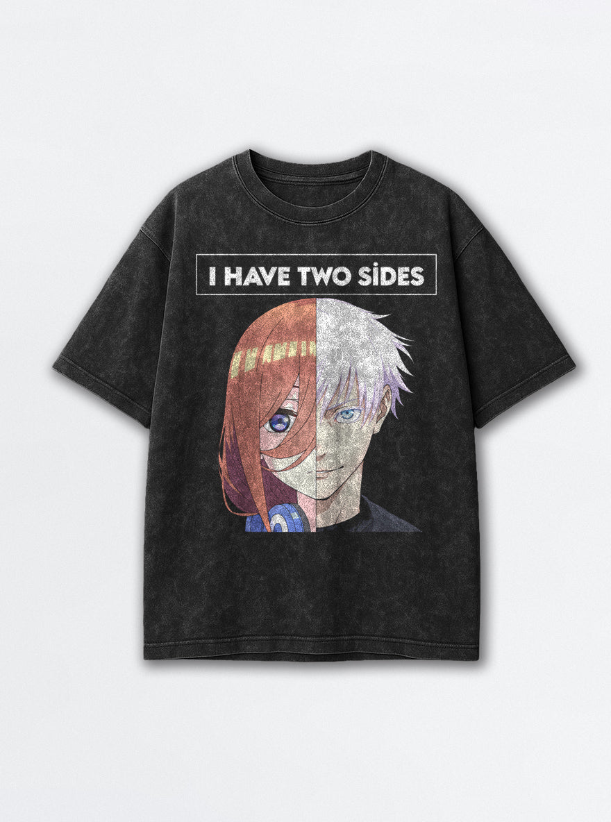 I Have 2 Sides – Black Acid Wash Tee – mockup | Meme Tees