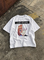 I Have 2 Sides – White Tee – flat-lay | Meme Tees