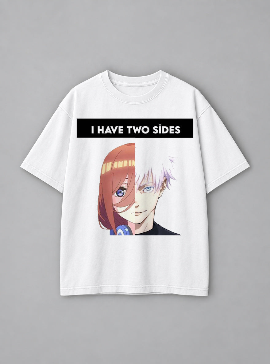 I Have 2 Sides – White Tee – mockup | Meme Tees