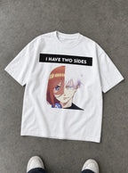 I Have 2 Sides – White Tee – flat-lay | Meme Tees