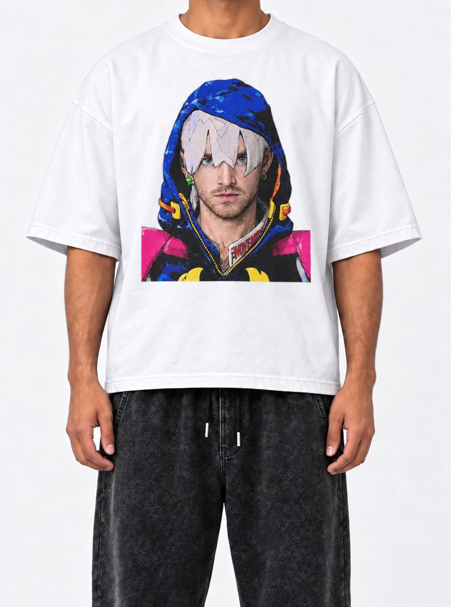 Jodio Pinkman – White Tee – model shot | Meme Tees