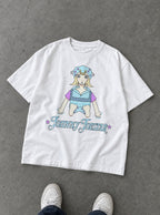 Johnny Toestar – White Tee – flat-lay | Meme Tees