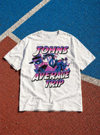 John's Average Trip – White Tee – flat-lay | Meme Tees