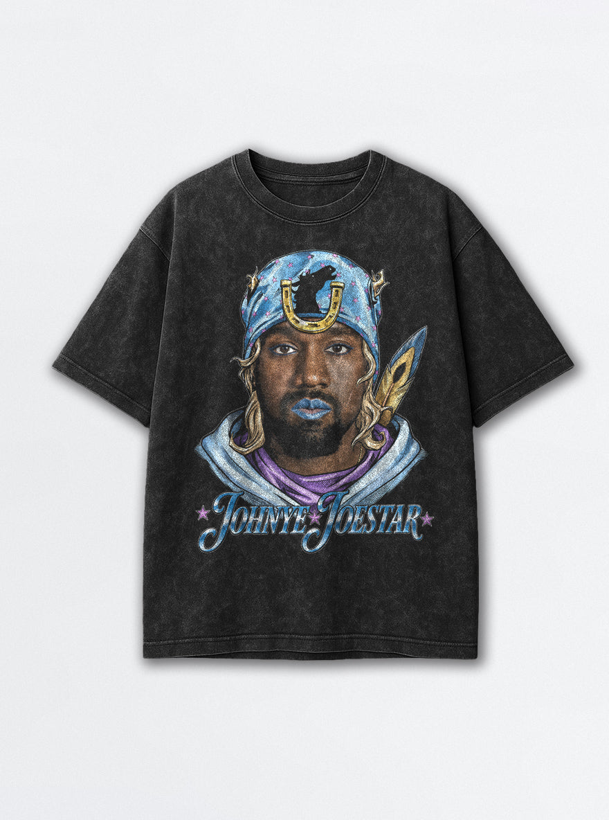 Johnye Joestar – Black Acid Wash Tee – mockup | Meme Tees