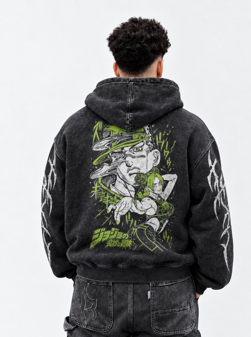 Jotaro & Jolyne – Hoodie – model shot | JoJo