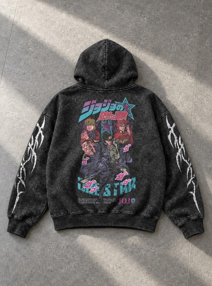 Joestar Showdown – Hoodie – flat-lay | JoJo