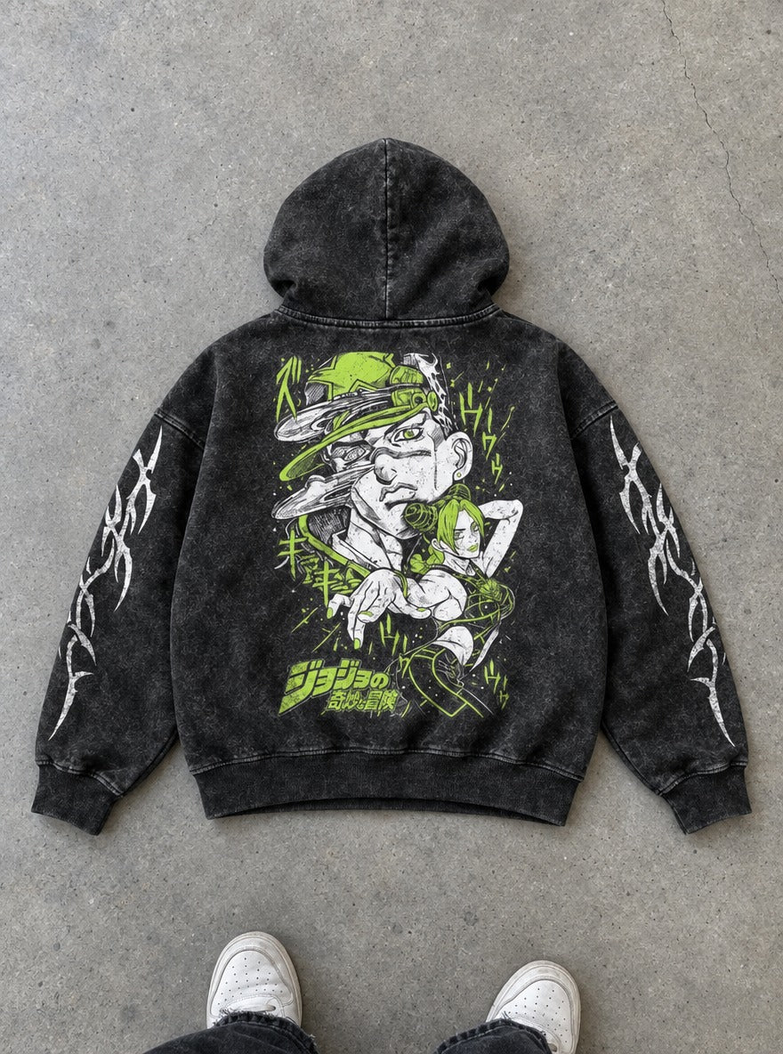 Jotaro & Jolyne – Hoodie – flat-lay | JoJo