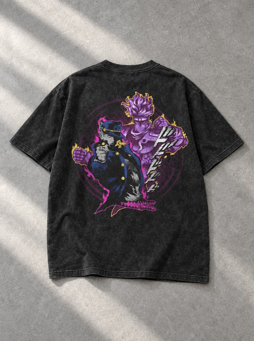 Jotaro & Star Platinum – T-Shirt – flat-lay | JoJo