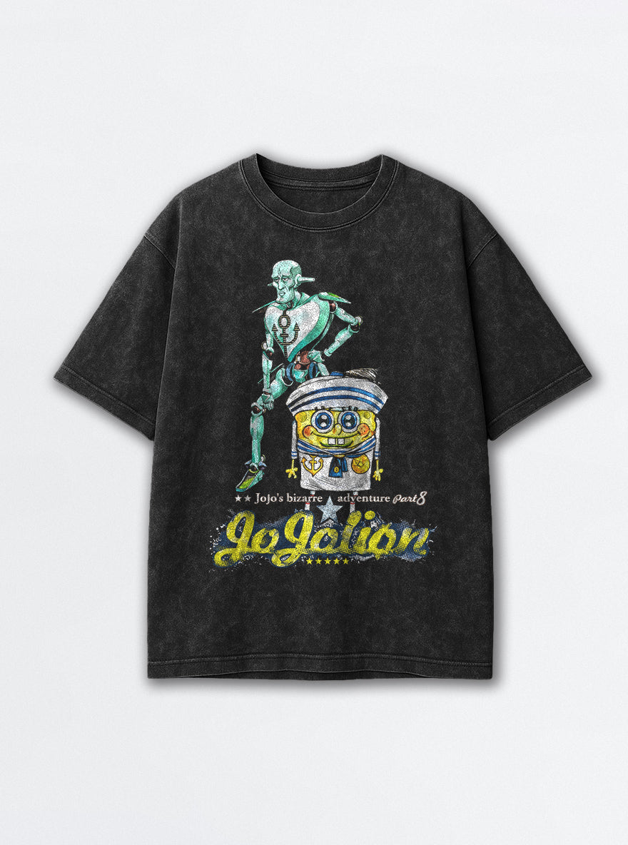 Jojolion – Black Acid Wash Tee – mockup | Meme Tees