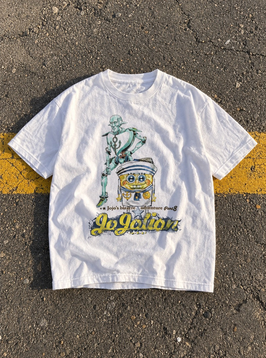 Jojolion – White Tee – flat-lay | Meme Tees