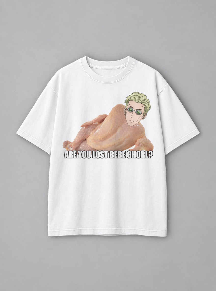 Are You Lost Bebe Ghorl – White Tee – mockup | Jujutsu Kaisen